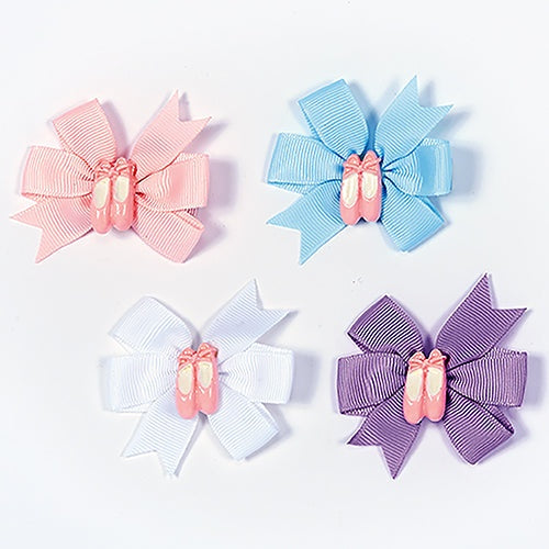 Pinwheel Ballet Hair Bow with Ballet Shoes