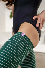 Leg Warmers | Barre Trash Thigh-High Dance Warm-Ups Texas Dance Supply Striped Moss 2