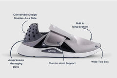 Ance Recovery Sneakers with wide toe box and icing system for foot recovery