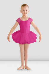 Bloch Girls Hanami tutu leotard in black with mesh sleeves and triple-layer tulle skirt
