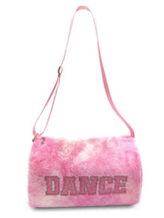 Capezio B286 faux fur dance duffle bag with ballerina zipper pull