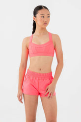 Every Turn Trailblazer crop top with color-block panelling and crossover back