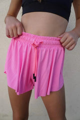 Kids Shorts - Flutter Skort Bottoms Trendy Trends Neon Pink