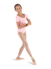 Girls Short Sleeve Round Neck Leotard Leotards Bloch Child 6X-7 Candy Pink