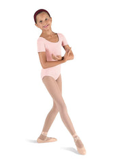 Girls Short Sleeve Round Neck Leotard Leotards Bloch Child 6X-7 Light Pink