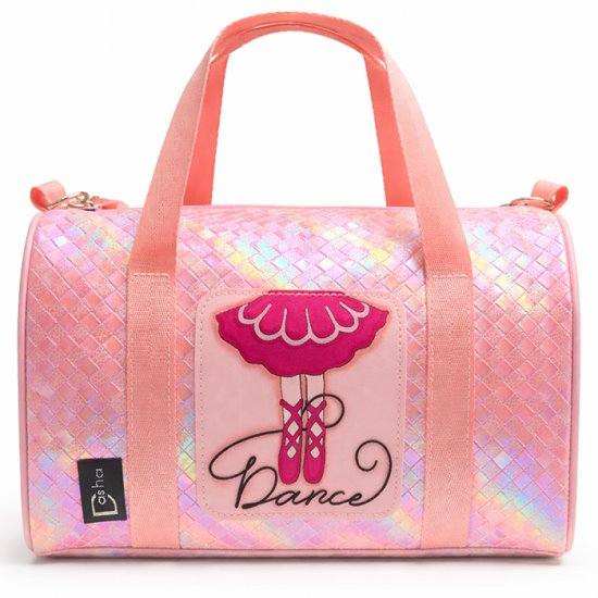 Pink holographic metallic mermaid scale Rosie Toes duffle bag