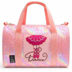 Pink holographic metallic mermaid scale Rosie Toes duffle bag