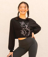 Covet Dance Bones and Roses - Dancing Skeleton Long Sleeve Crop