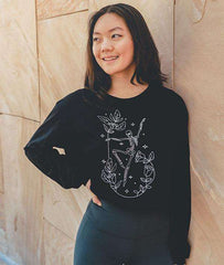 Covet Dance Bones and Roses - Dancing Skeleton Long Sleeve Crop