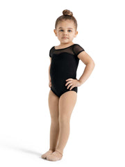 Child Mesh Yoke Short Sleeve Leotard Leotards Capezio Child T Black