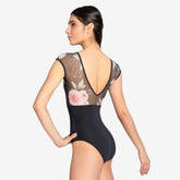 Só Dança "Ella" Flower Mesh Cap Sleeve Adult Leotard