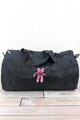 Embroidered Ballerina Slippers Barrel Duffel Bag Bags NGil Black