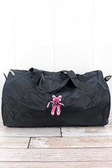 Embroidered Ballerina Slippers Barrel Duffel Bag Bags NGil Black
