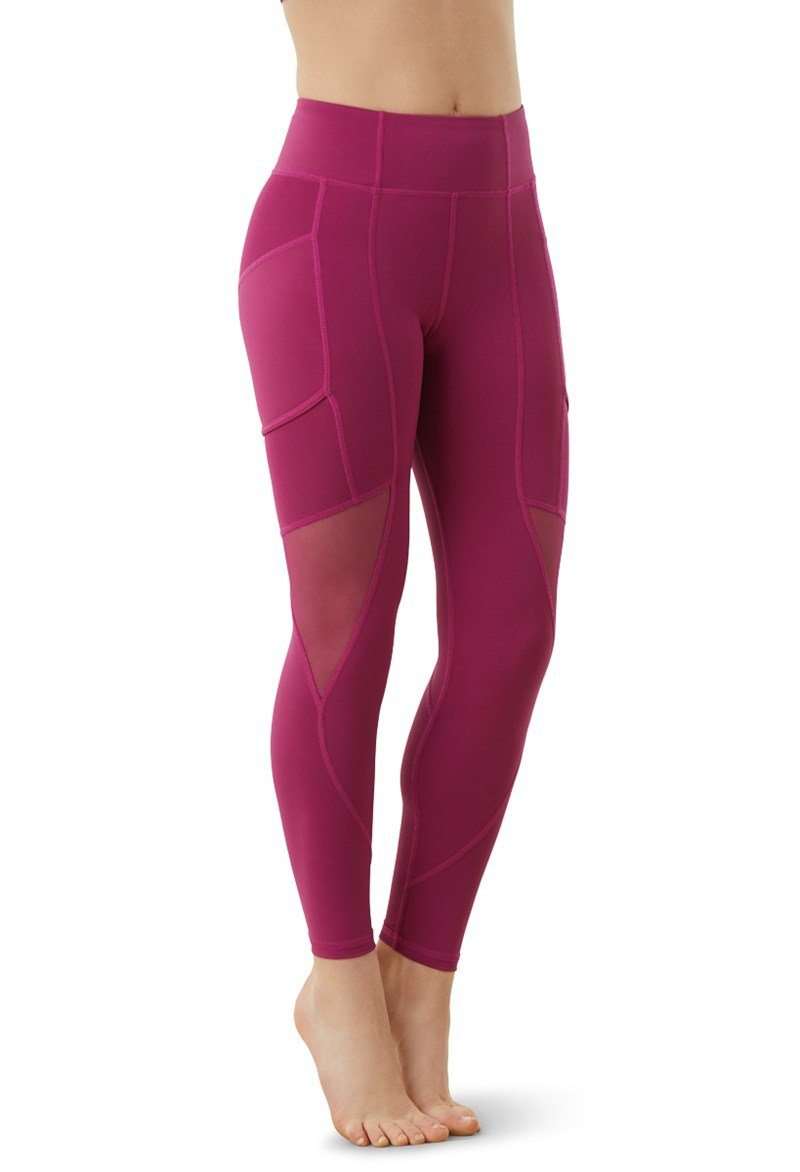 FlexTek Mesh Pocket Leggings Bottoms FlexTek Child S Mulberry