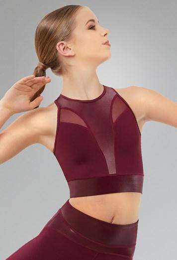 FlexTek Shimmer Crop Top Tops Balera Child L Black Cherry