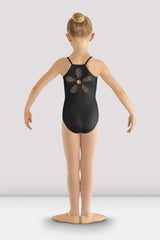 Girls Begonia Flower Mesh Back Leotard Leotards Bloch Child 6X-7 Black