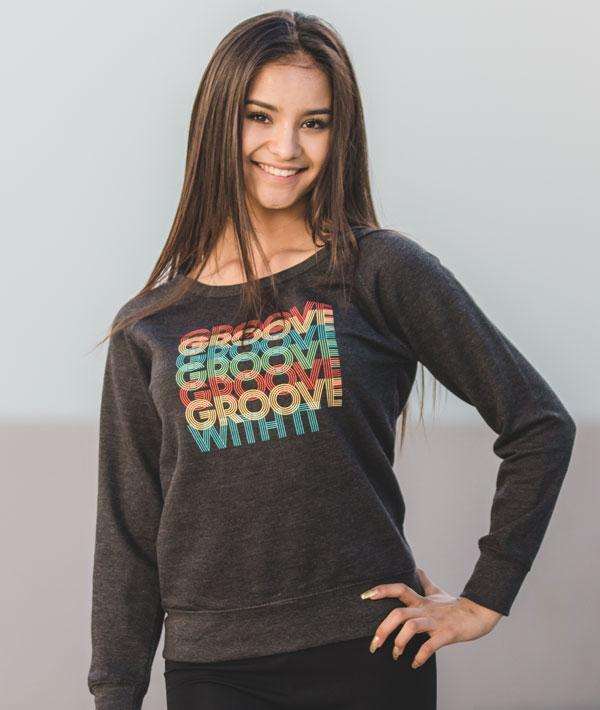 Groove With It - Juniors Crewneck Sweatshirt Tops Covet Dance Junior XS Charcoal