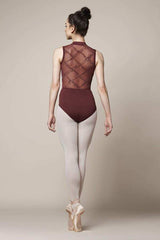 Ladies Zipper Front Messina Flock Mesh Back Tank Leotard Leotards Mirella Adult P Windsor