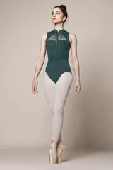 Ladies Zipper Front Olivina Lace Panelled Tank Leotard Leotards Mirella