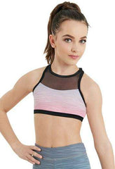 Mesh Panel Racer Crop Top Tops Bloch Child 6X-7 Coral