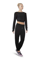 Niolle Ladies Cropped Long Sleeve Top Tops Bloch Adult P Black