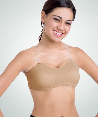 Women's Seamless V-neck Padded Bra w/ Adjustable Straps - Nude