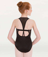 Pointelle Mesh Racerback Child Leotard Leotards Body Wrappers Child 6X-7 Black