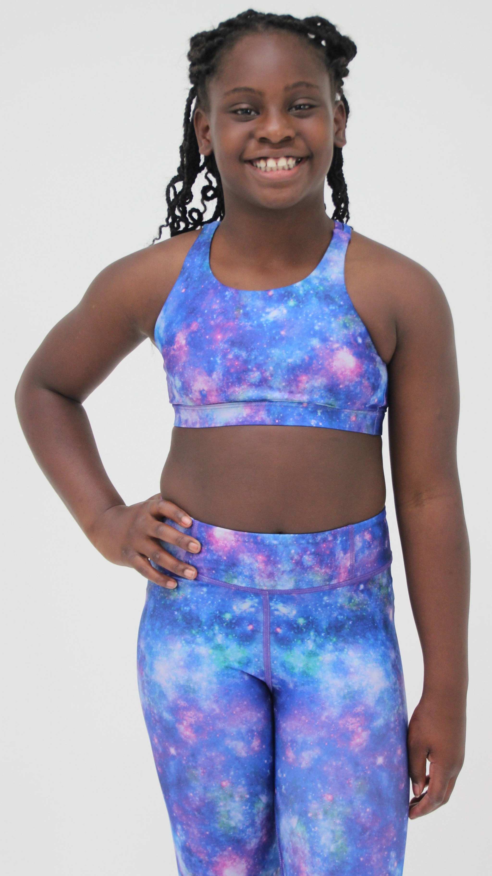 Purple Galaxy Sports Bra Top Tops Candy Pink Child 4/5