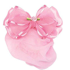 Satin Sheer Bow Snood Hair Accessories Dasha Designs Pink