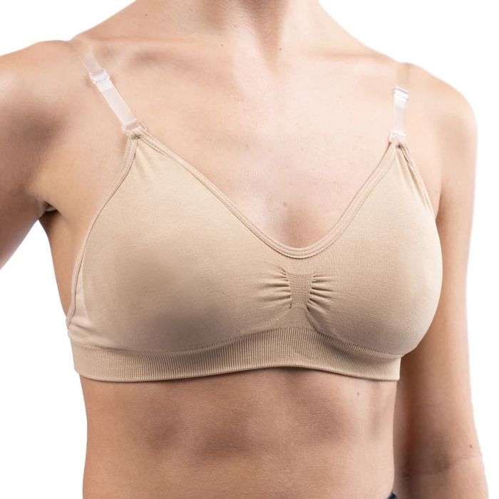 Seamless Clear Back Bra with Removable Padding Undergarments Silky Dance Adult XS Nude
