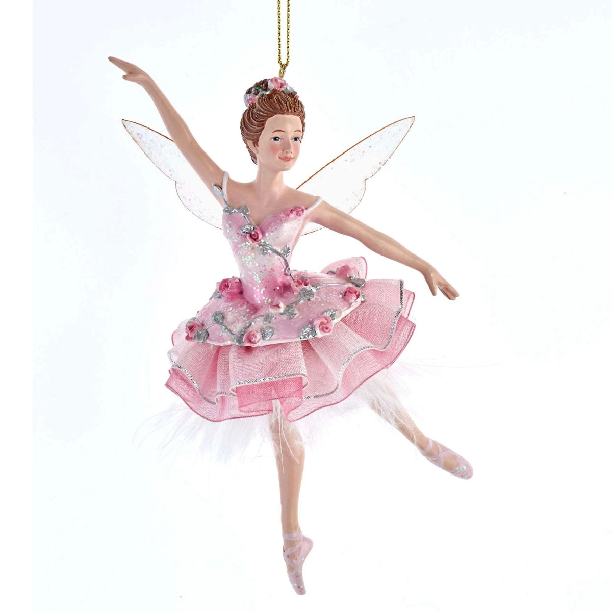 Kurt Adler E0424 Sugar Plum Fairy Nutcracker ornament with pink wings