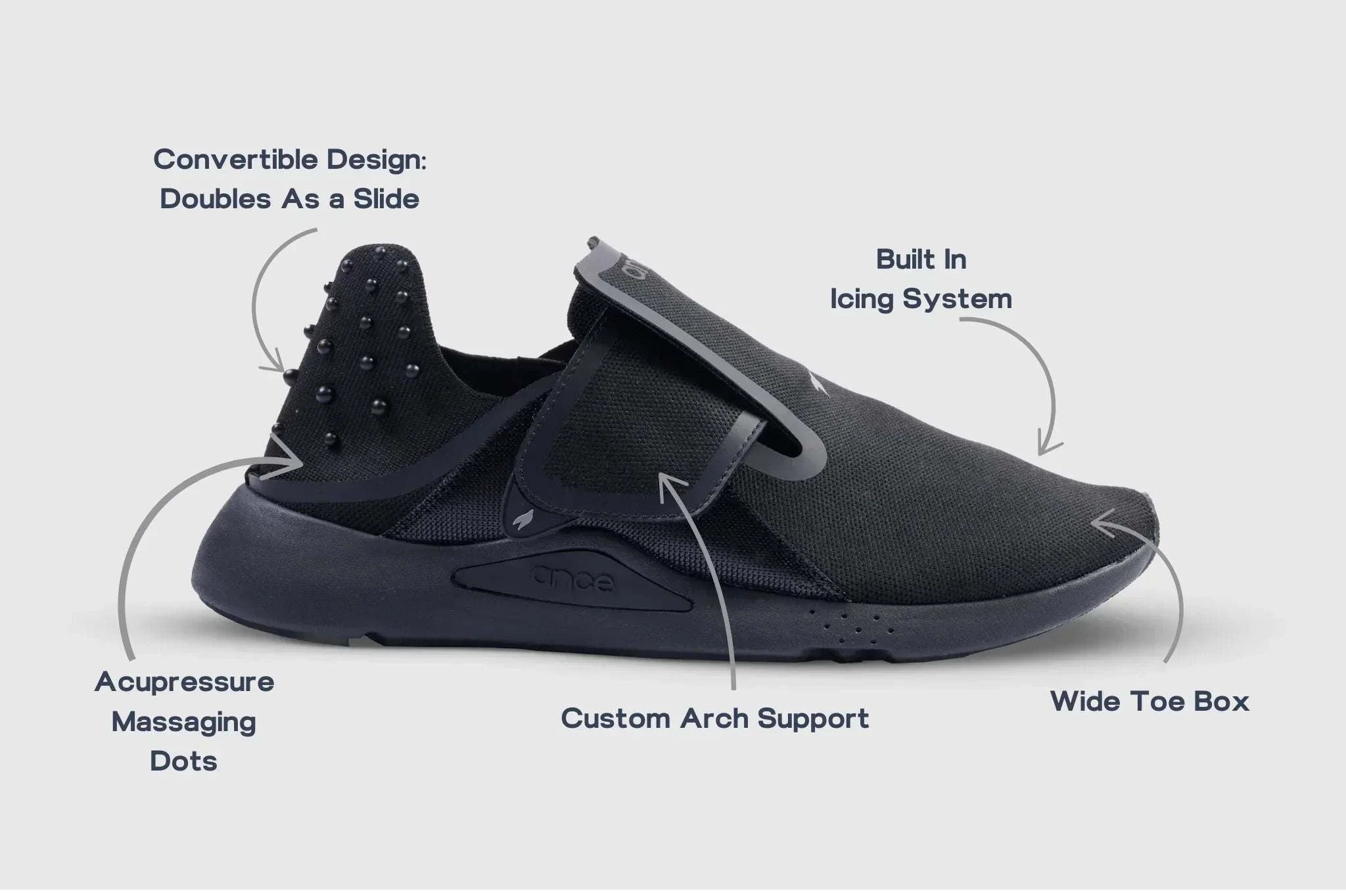 Ance Recovery Sneakers Black Side 1