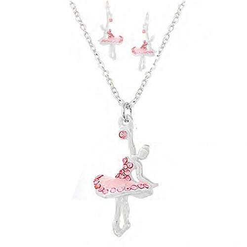 3D Ballerina Necklace/Earring Set Gifts Dasha Designs 