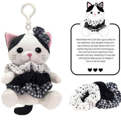 Dasha Designs Scrunch Bunch Cat Bag Tag | Pearl the Plush Cat with Scrunchie Tutu