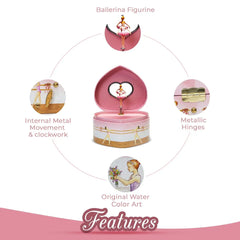 Ballerina Heart-Shaped Musical Jewelry Box