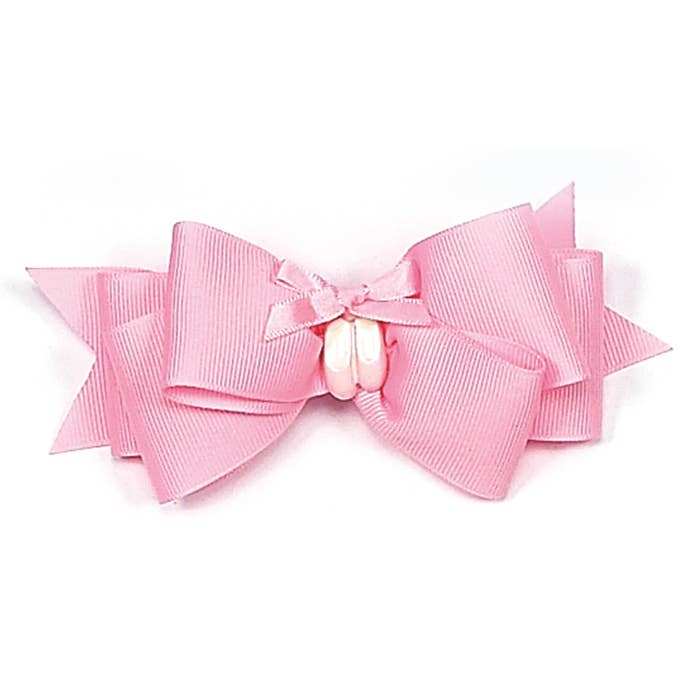 Dasha Designs 4062 grosgrain hair bow with miniature ballet shoes