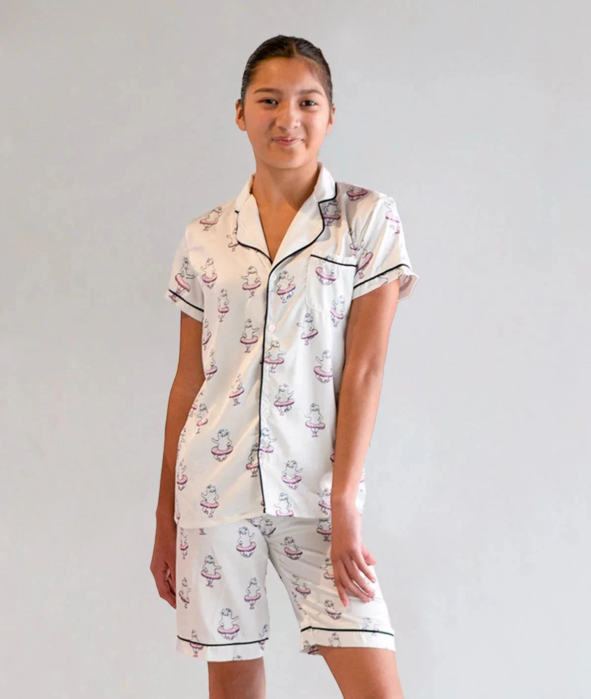 Paw De Chat Girls Silk Pajamas Dance Ballet Front View | Texas Dance Supply