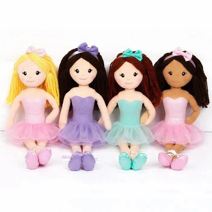 15 inch ballerina dolly plush with organza tutu and embroidered face
