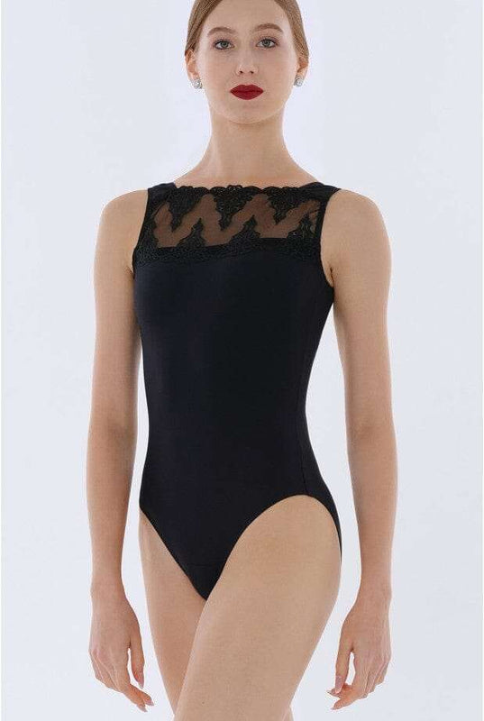 Long Sleeve Leotard with Floral Lace and Mock Neck Design - Fix Dancewear