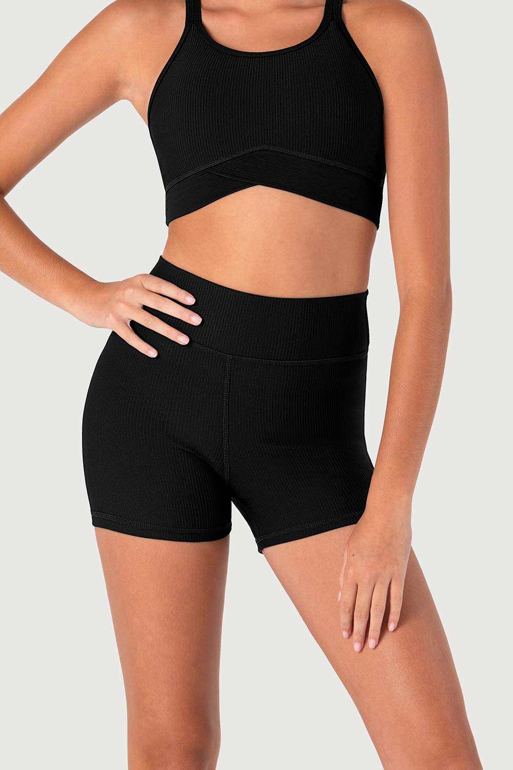 Bloch D55768G rib striker shorts for child with ribbed texture