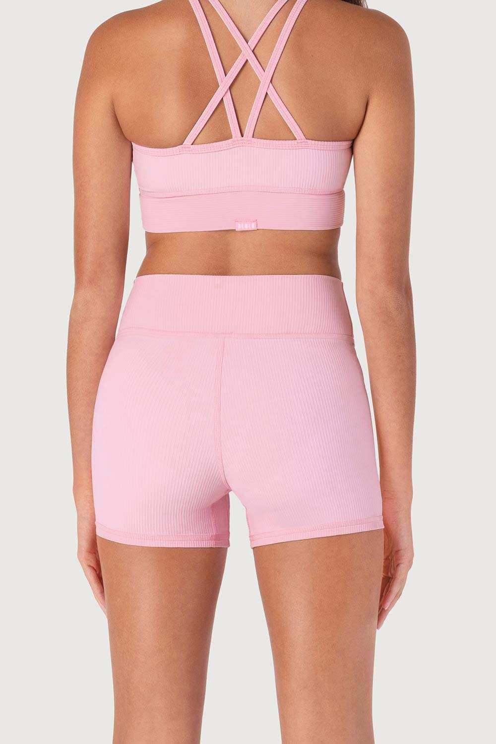 Child wearing Bloch D55768G Rib Striker ribbed dance shorts