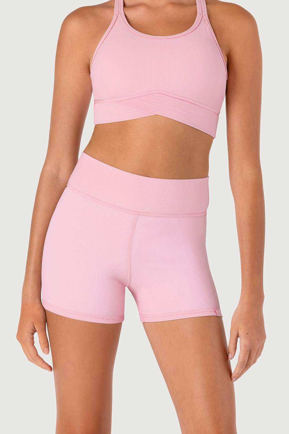 Child wearing Bloch D55768G Rib Striker Shorts for dance and active play