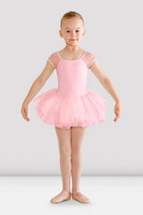 Bloch Girls Hanami Tutu Leotard black with mesh sleeves and triple-layered tulle skirt