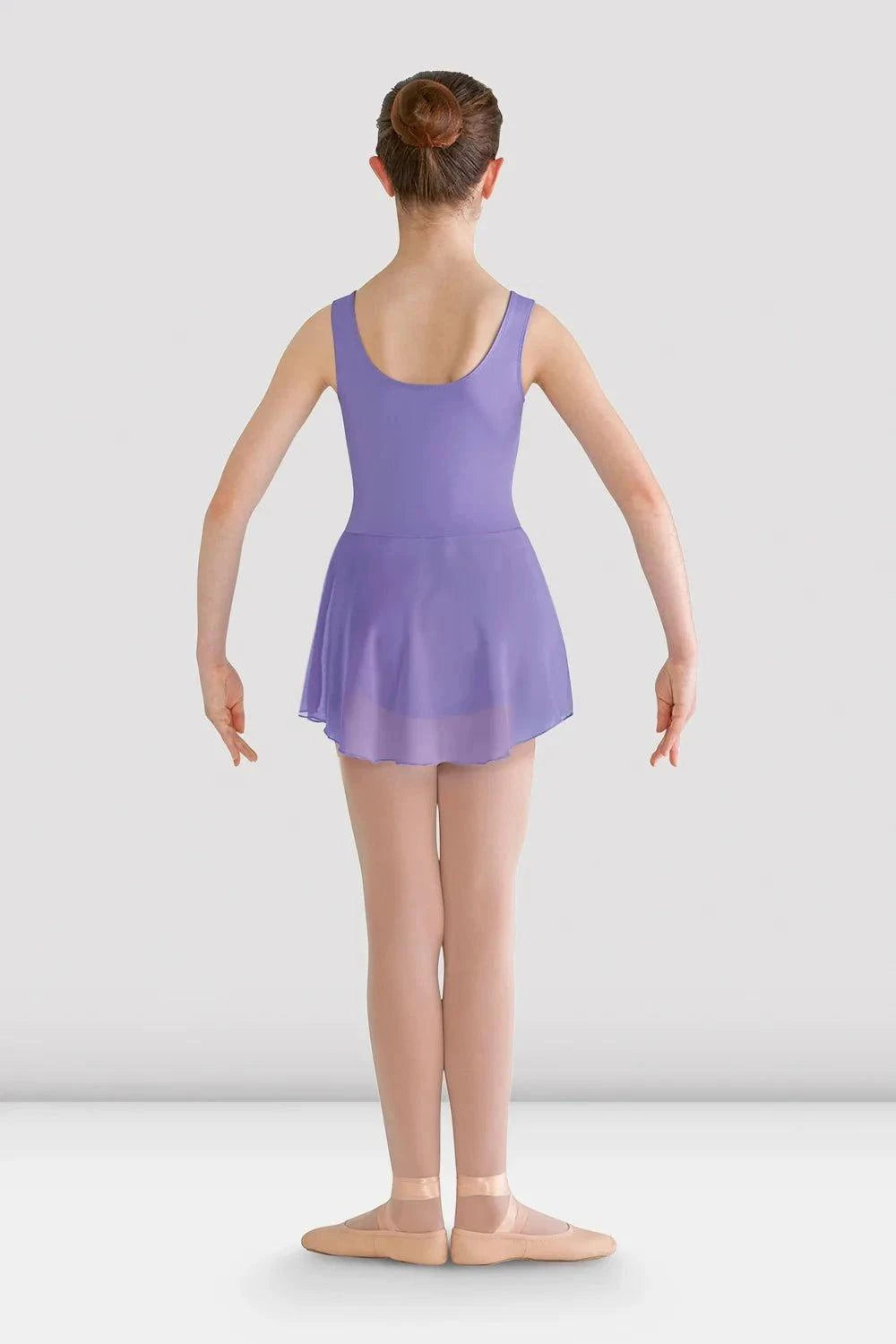 Girls pastel blue Bloch Riya tank leotard dress with georgette skirt