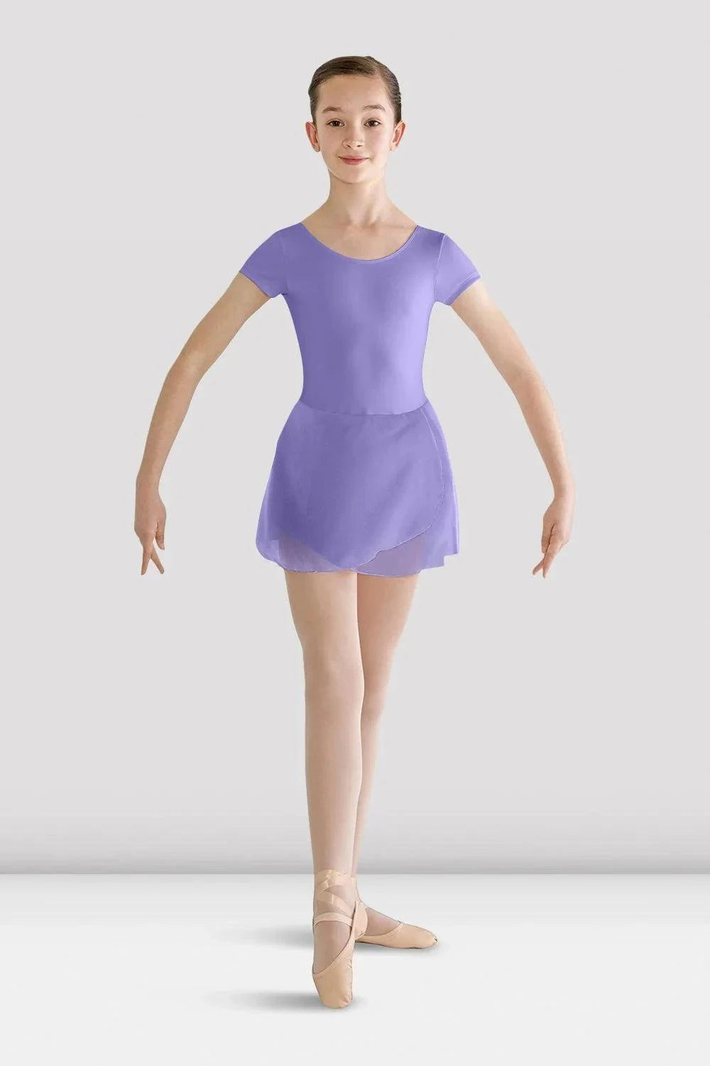 Bloch girls Prisha short sleeve skirted leotard dress with georgette skirt