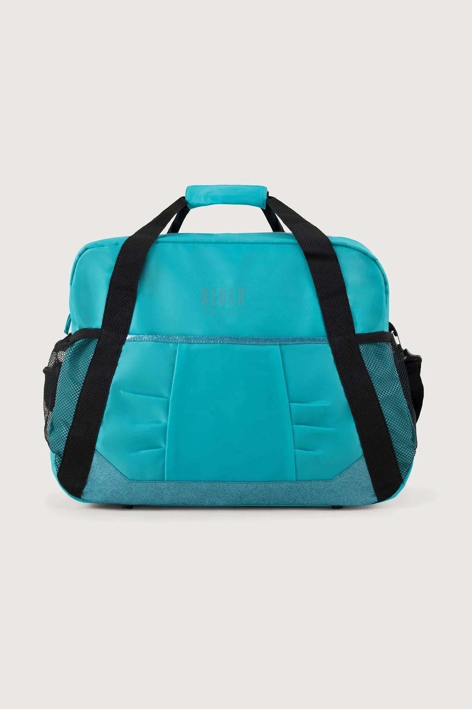 Turquoise Bloch Recital dance bag with glitter trim and multiple pockets