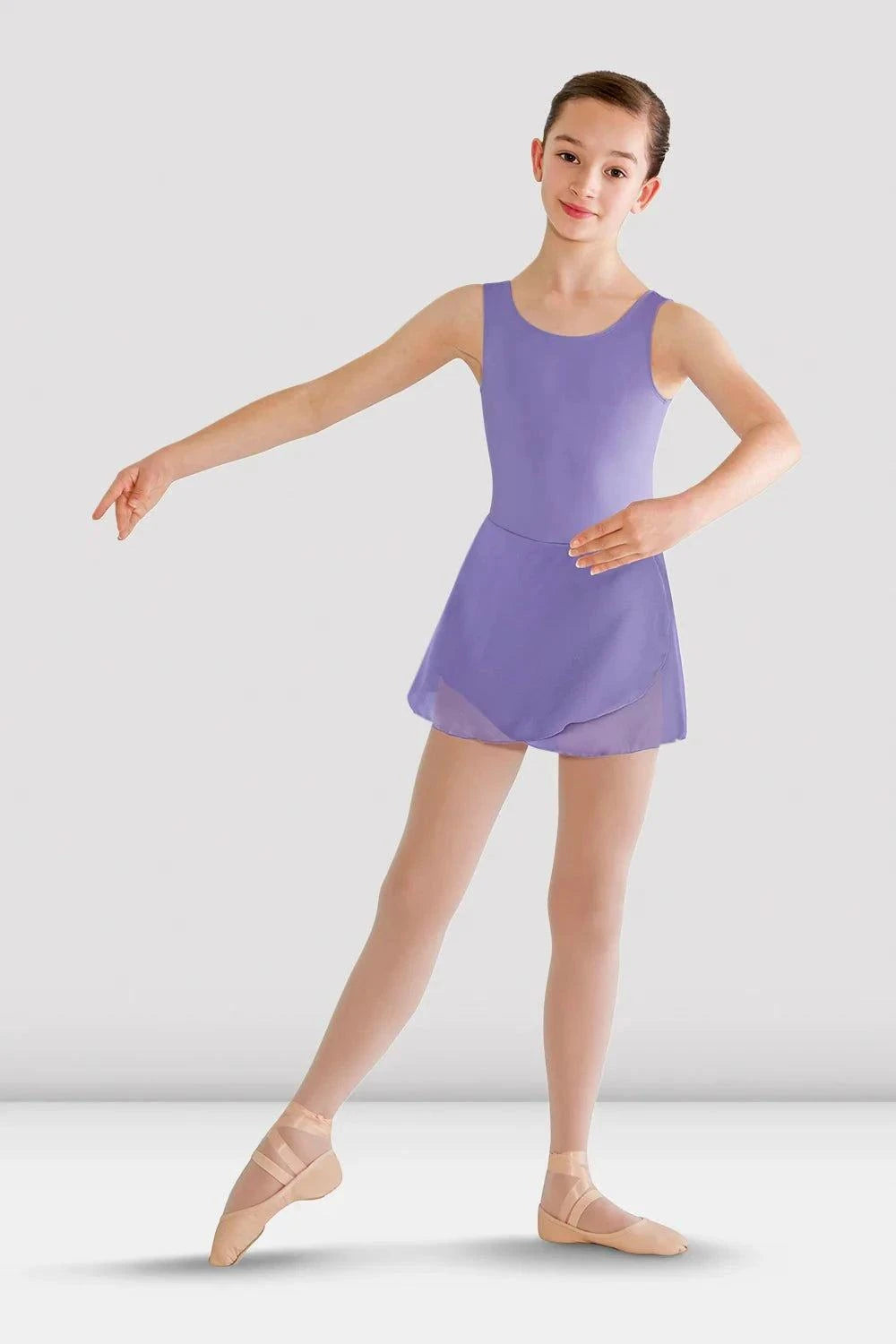 Girls pastel blue Bloch Riya skirted tank leotard dress for ballet