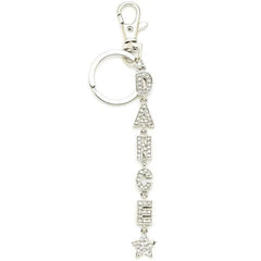 silver dance word keychain with stones and lobster clasp