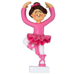 Dasha Designs 6062 Ballet Ornament featuring a pink tutu ballerina figure with glitter accent and white tights in a dancing pose