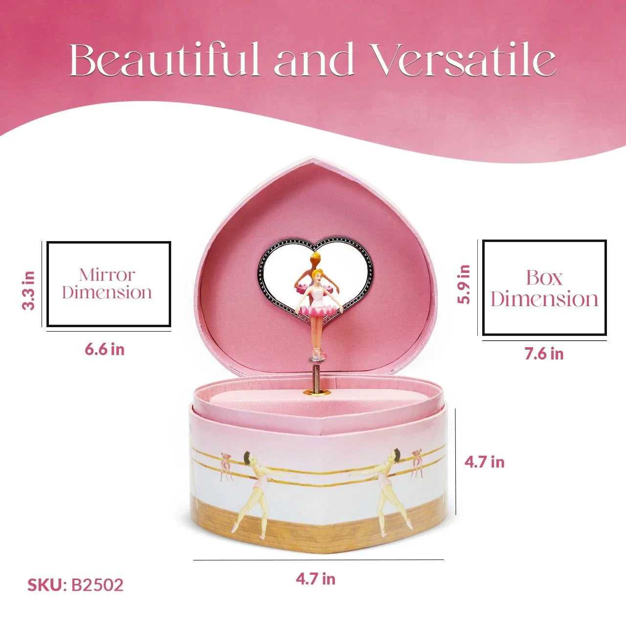 Ballerina Heart-Shaped Musical Jewelry Box